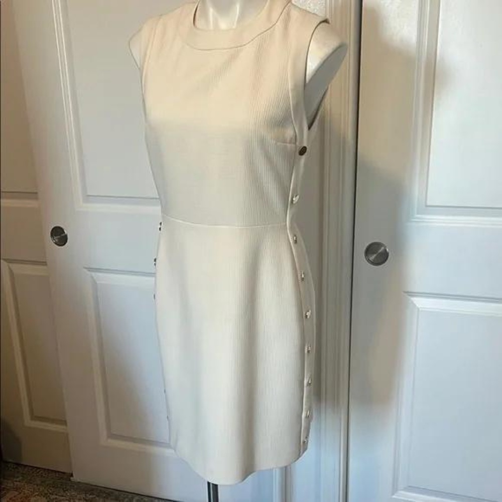 Cream Sheath Mini Dress for Wedding Guest